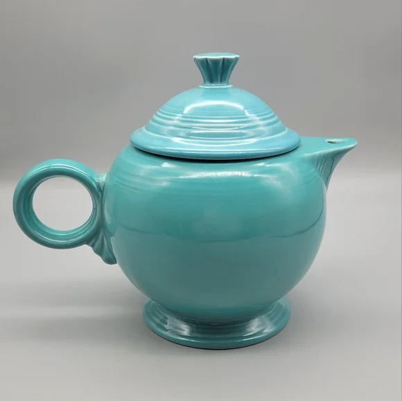 Vintage Fiesta Ware Homer Laughlin Large Turquoise Teapot - Picture 5 of 9